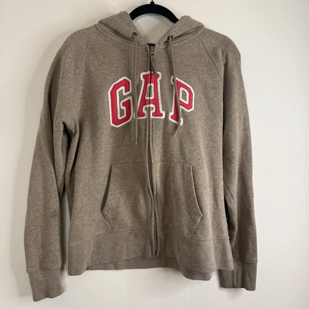 Kids Gap Beige Pink Zip Up Jacket Size XL Youth Lightweight Spring Fall Hooded